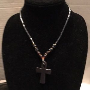 NWOT Hematite and beaded Ankh/Cross